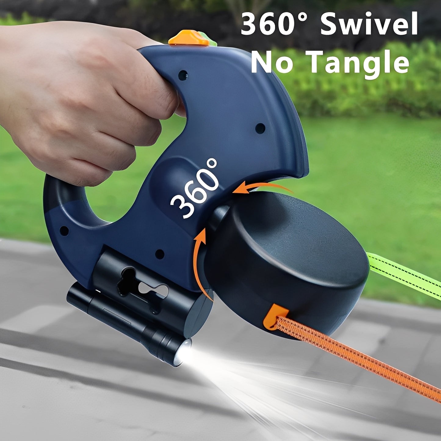 Dual Retractable Reflective Dog Leash With LED Light